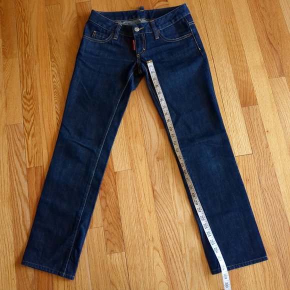 [SOLD] Dsquared Made In Italy Luxury Straight Leg Low Rise Dark Wash Jeans - Picture 12 of 16